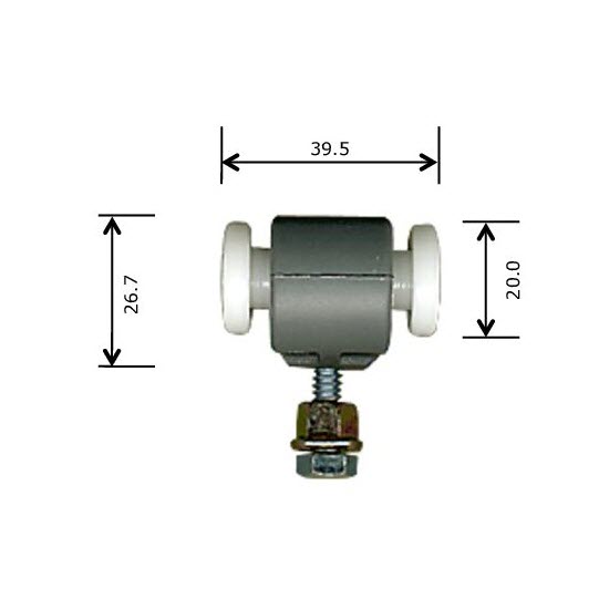 1-2870 Cavity Timber Door Roller - Suits Corinthian / Jeld-Wen - Rollerco For Sliding Door, Windows &Amp; Shower Replacement Parts, Rollers &Amp; Accessories. Rollerco: 40 Years Strong! 1-2870 Cavity Timber Door Roller - Suits Corinthian And Jeld-Wen - End View