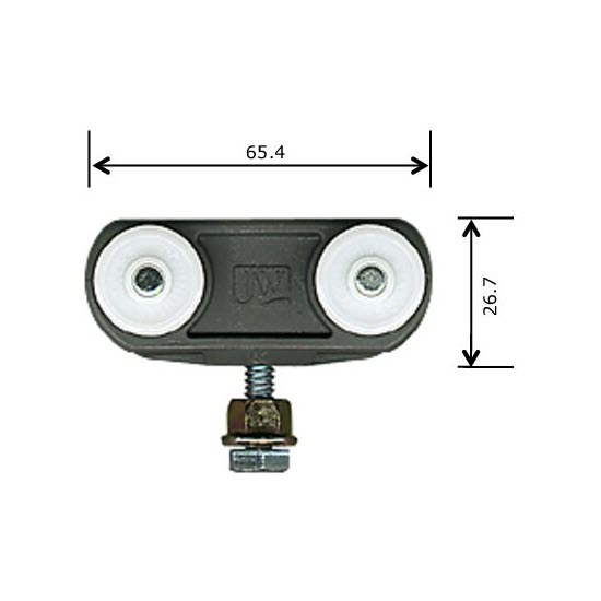 1-2870 Cavity Timber Door Roller - Suits Corinthian / Jeld-Wen - Rollerco For Sliding Door, Windows &Amp; Shower Replacement Parts, Rollers &Amp; Accessories. Rollerco: 40 Years Strong! 1-2870 Cavity Timber Door Roller - Suits Corinthian And Jeld-Wen -Front View