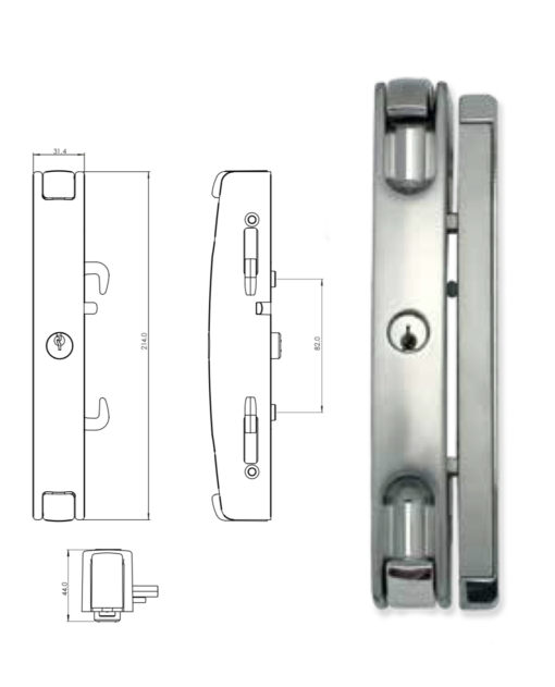 7-180 Doric Twin Beak Sliding Glass Door Lock - Image 2