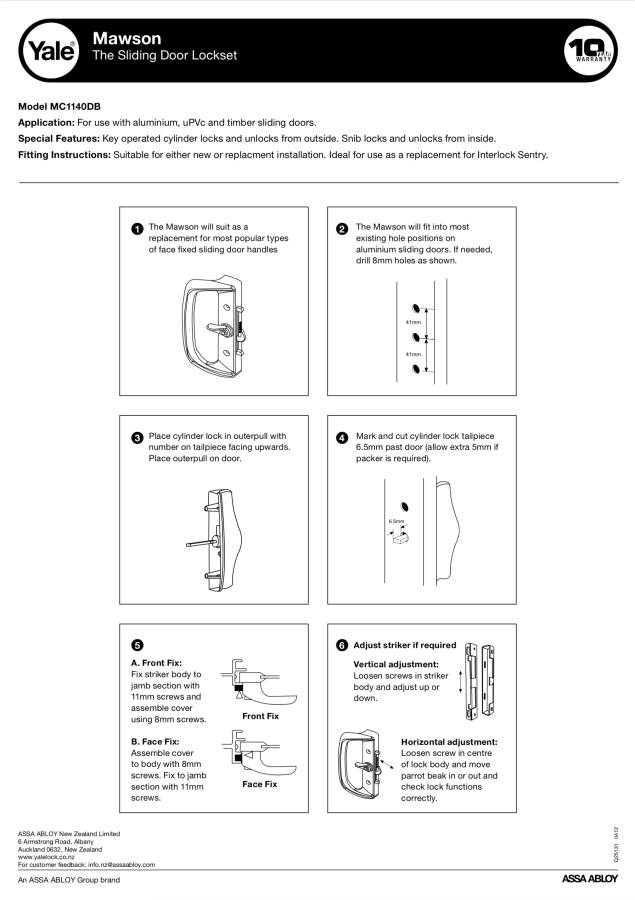 71710 Whitco Mawson Sliding Door Safety Lock Rollerco